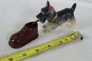 Vintage Occupied Japan Celluloid & Tin Wind Up Scottie Dog Biting Shoe Toy 2