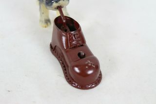 Vintage Occupied Japan Celluloid & Tin Wind Up Scottie Dog Biting Shoe Toy 3