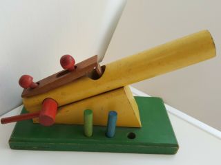 Vintage Homemade Wooden Toy Cannon