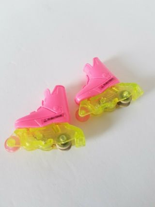 Barbie Rollerblades 1991 Flicker & Flash Skates Pink Yellow Neon Vintage