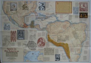 Map Spanish Explorations In The Americas Coronado Balboa Cortés Pizarro De Soto