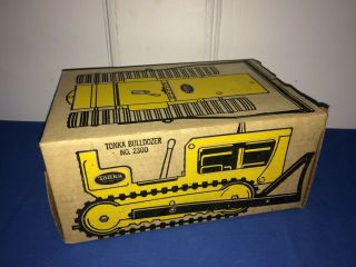 Vintage 1960s Yellow Tonka Truck Bulldozer No.  2300 Box Only Made In Usa