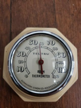 Vintage Tan Art Deco Tel - Tru Germanow Simon Room Wall Thermometer