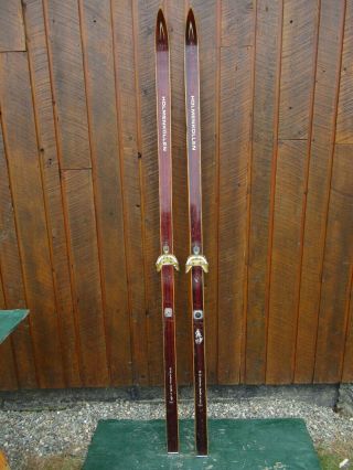 Vintage Wooden 81 " Skis Brown Wood Finish Sign Holmkollen