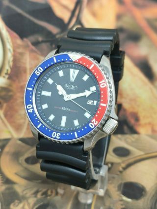 Vintage Seiko Diver 150 Meter Wrist Watch Automatic 21 Jewels Day Date Cal 7s26