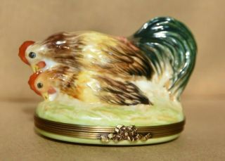 Vintage Limoges French Figural Trinket Box – Fornicating Rooster And Hen