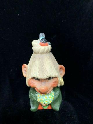Vintage Henning - Hand Carved Wood in Norway - Gnome Troll Bride 3