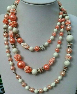 Stunning Vintage Estate High End All Glass Bead 61 " Necklace G990h