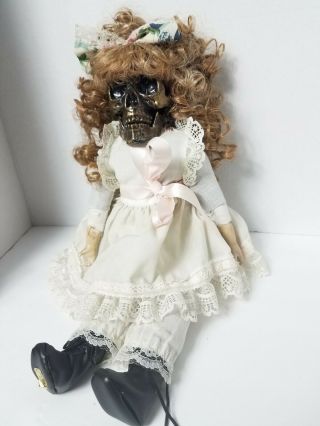Creepy Victorian Skull Head Doll Vintage Reworked Ooak Gothic Reborn Halloween
