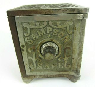 Rare Vtg Antique C1902 Cast Iron Sampson Safe Bank Combination Dial Arcade