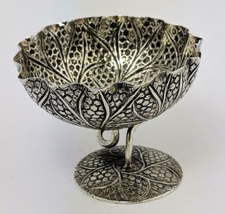Kashmir Indian Antique Silver Footed Bowl C1920 