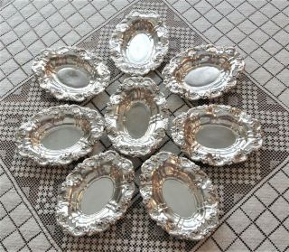 8 Silver Plate Individual Embossed Repousse Serving Dishes Friedman Silver Co