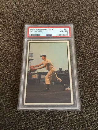 1953 Bowman Color Gil Hodges 92 Psa4 Vgex Dodgers Vintage Baseball Card