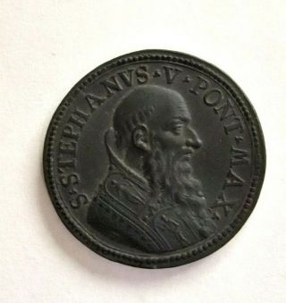 Antique 18thc Wedgwood Black Basalt Portrait Medallion Pope Stephen Iv C1773