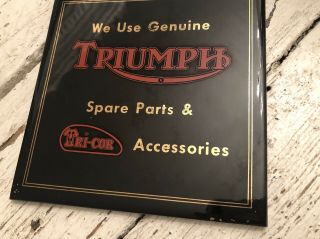 Vintage Triumph Motorcycle Sign Tile Plaque Advertising Dealer Shop Display Sign
