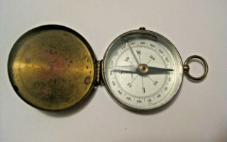 Vintage German Brass Compass With Cover Hunting Fishing Hiking Camping