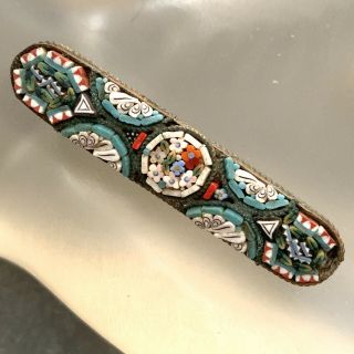 Vintage Antique Mosaic Brooch Bar Pin Floral Flower Twisted Frame - Tlc