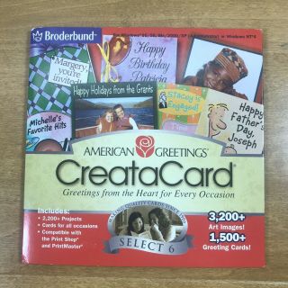 Vtg American Greetings Creatacard - Pc Cd Rom Windows 95,  98,  Xp,  2000 Select 6