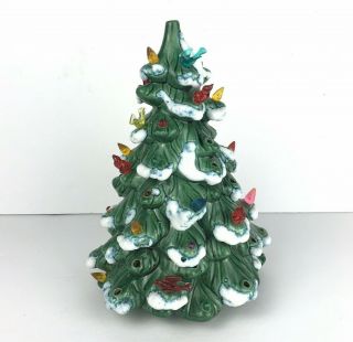 Vintage 9 - 1/2 " Ceramic Christmas Tree Tabletop No Base Some Missing Lights