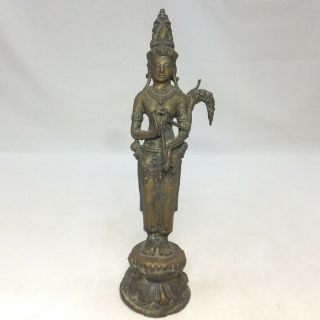 B723: Chinese Or Tibetan Buddhist Statue Of Copper Ware With Appropriate Work.