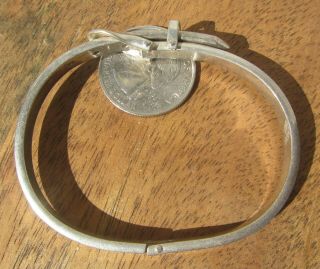 Vintage Sterling Silver Belt And Buckle Bangle Bracelet Adjustable 21.  8 Grams