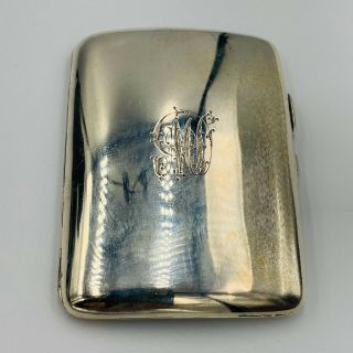Vintage Solid Sterling Silver Curved Plain Cigarette Case 784