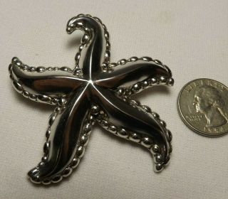 Vintage Pendant Or Pin Brooch Star Fish -.  925 Sterling Silver Perfect 2 3/8 "