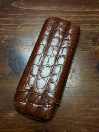 Vintage " Budd Leather " Cigar Case - Holds 3/made In Spain