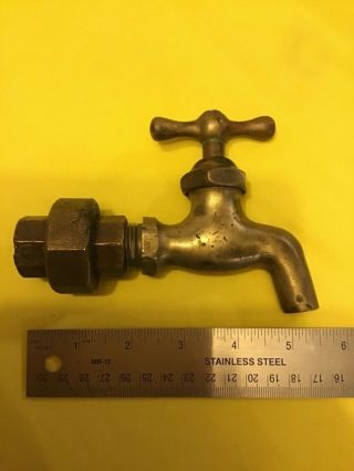 Vintage Brass Threaded Water Spout Spigot W/ Extension Water Faucet Solid Brass