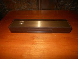VINTAGE OMEGA WATCH BOX BROWN GOLD 9.  5 