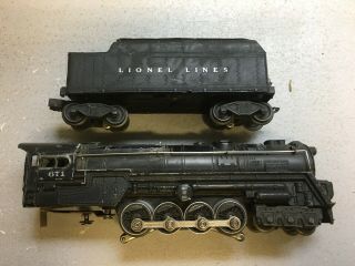 Vintage Lionel O Gauge 671 Steam Turbine Locomotive With 671w Whistle Tender