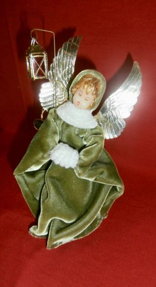 Vintage German Biedermann Wax Angel 8 " Velvet Robe Christmas W/original Tag