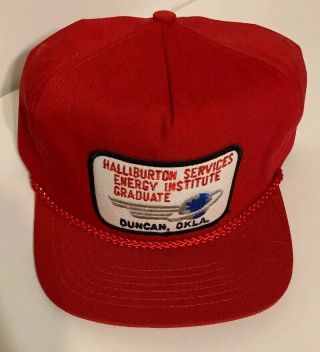 Vintage Halliburton Services Energy Institute Graduate Oil Hat Cap Oilfield Gas