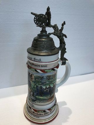 Regimental Lithophane Beer Stein 1905 - 07 Antique German Porcelain Military Wwi