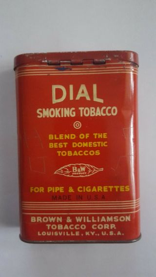ANTIQUE Vintage DIAL SMOKING TOBACCO TIN For PIPE & CIGARETTES Brown Williamson 2