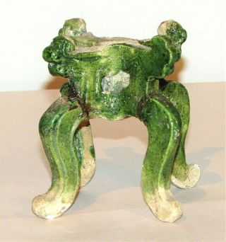 Chinese Tang Tomb Burial Pottery Pedestal Stand C.  7th - 10th C / 4 " H X 4.  25 " W