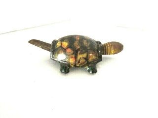 Vintage Tin Litho Metal Made In Japan Turtle Toy With Moving Head & Tail 1950 