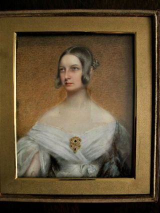 Antique Early 19thc Regency Fine Portrait Miniature Of A Young Lady C1810