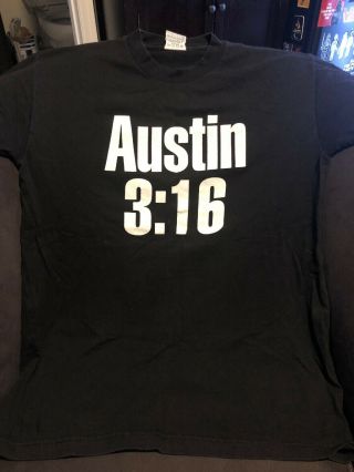 Stone Cold Steve Austin Wwe Wwf T - Shirt Medium Black Austin 3:16