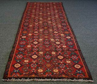 3x9 Unique Antique Hand Knotted Floral Red Wool Vintage Runner Rug