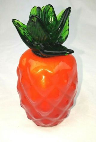 Vintage Murano Style Art Glass Fruit Pineapple Paperweight 5 1/2 " Inches Tall