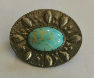 Vintage Arts And Crafts Style Pewter Brooch
