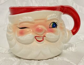 Vintage Lee Wards Leewards Santa Claus Ceramic Christmas Mug Made In Japan