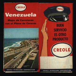 Creole Petroleum Corporation 1960 Road Map Of Venezuela
