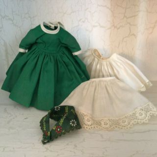 Tagged Vintage 4ps Green Dress Set For Your 8 " Madame Alexander Dolls