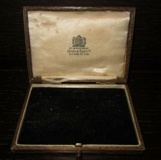 Antique Vintage Tooled Leather Jewel Box By Spink - For A Medal Or Brooch