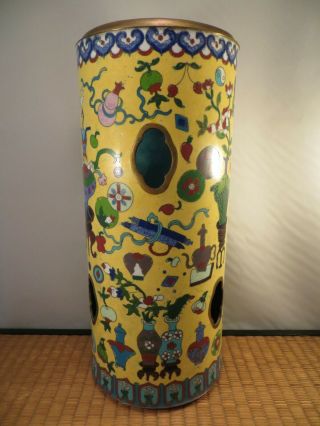 Antique Chinese Cloisonne Hat Stand Vase Precious Objects Design China 11 7/8 