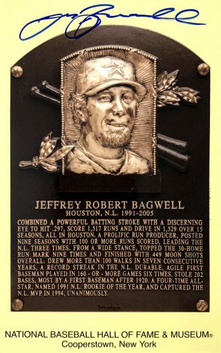 Jeff Bagwell Signed Autographed Hall Of Fame Plaque Yellow Postcard Tristar