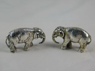 Antique 800 Silver Salt & Pepper Figural Elephants Hanau Germany 1900