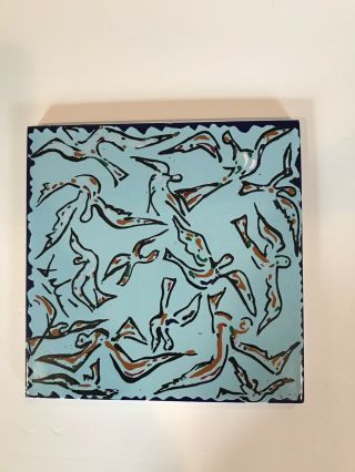 Vintage Salvador Dali Gulls - Surrealist Ceramic Tile Signed Dali,  1970s